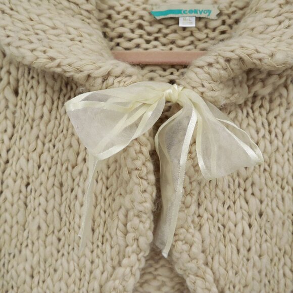 Convoy Wool Cardigan Womens L Beige L Boho Twee Rustic Twee Cottagecore Delicate - Picture 6 of 16